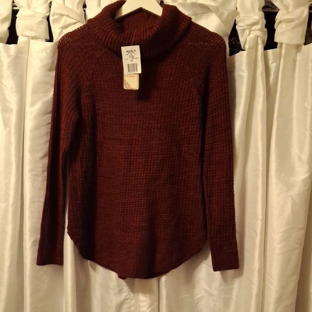 It's Our Time Burgundy Cowl Neck Sweater XS